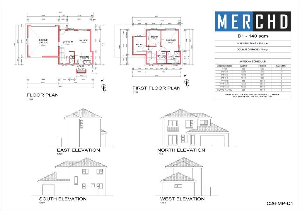 Building Plans for Plan 3 - D1 (100m2 + 40m2 garage) 140m2